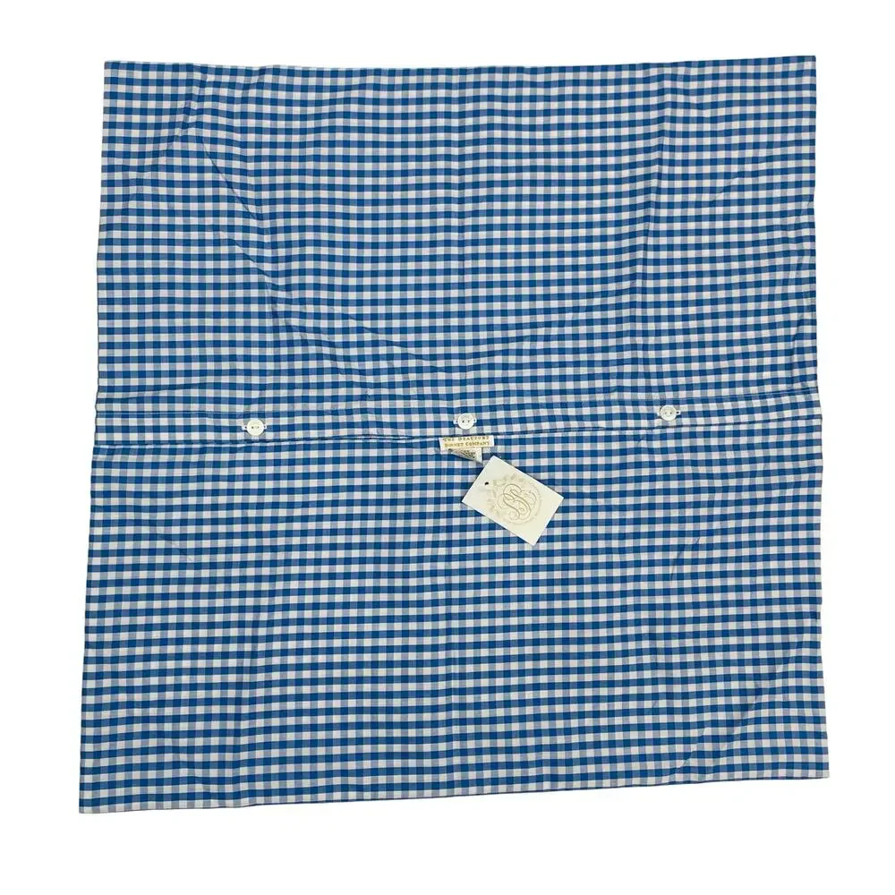 The Beaufort Bonnet Company Blue Gingham Pillow Cover with Red Border